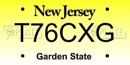 T76CXG New Jersey License Plate
