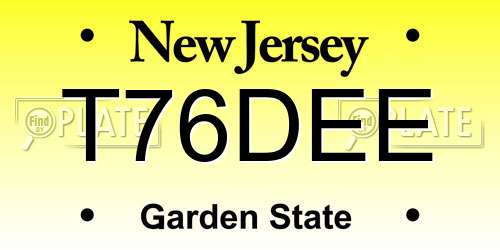 T76DEE New Jersey License Plate