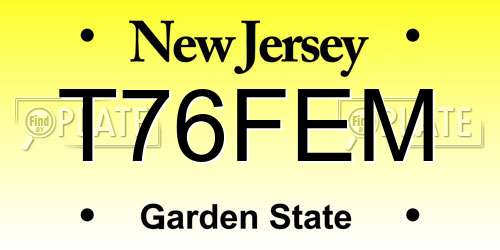 T76FEM New Jersey License Plate