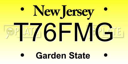 T76FMG New Jersey License Plate