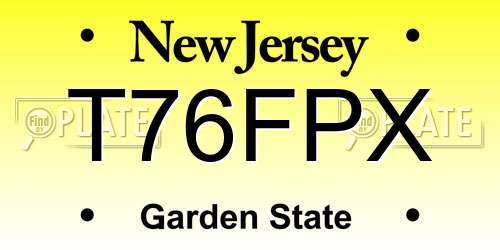 T76FPX New Jersey License Plate