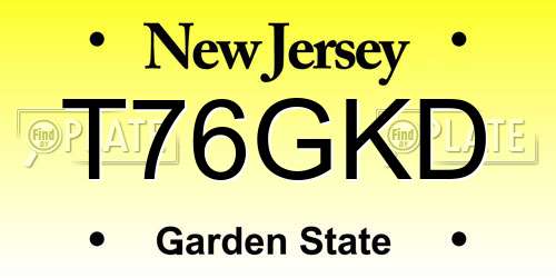 T76GKD New Jersey License Plate