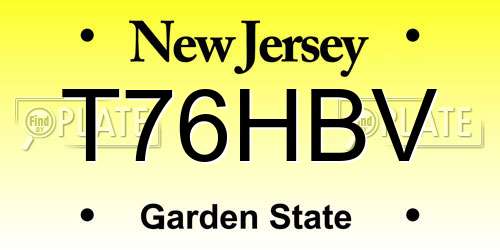 T76HBV New Jersey License Plate