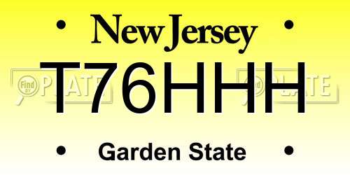 T76HHH New Jersey License Plate