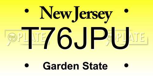 T76JPU New Jersey License Plate