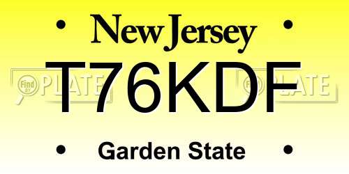 T76KDF New Jersey License Plate