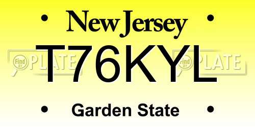 T76KYL New Jersey License Plate