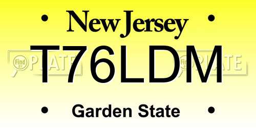 T76LDM New Jersey License Plate