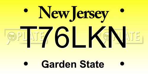 T76LKN New Jersey License Plate