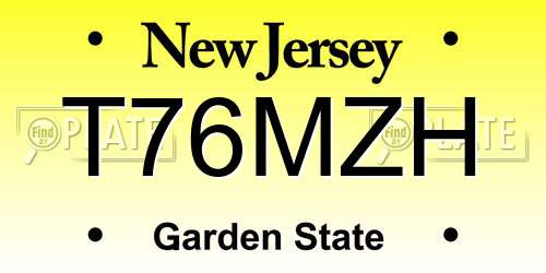 T76MZH New Jersey License Plate