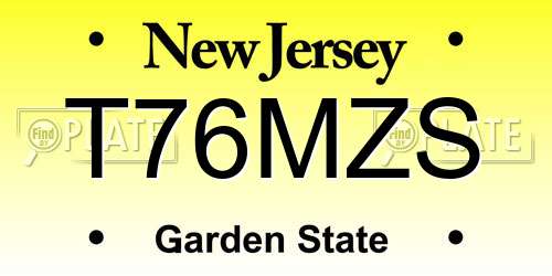 T76MZS New Jersey License Plate