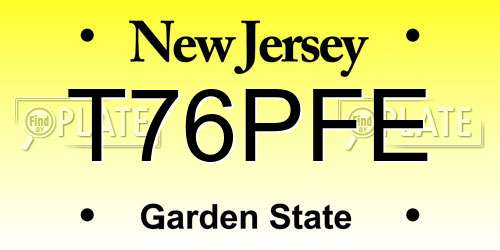 T76PFE New Jersey License Plate