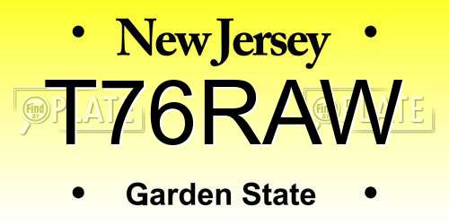 T76RAW New Jersey License Plate