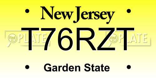 T76RZT New Jersey License Plate