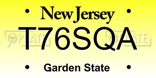 T76SQA New Jersey License Plate