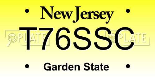 T76SSC New Jersey License Plate