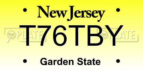 T76TBY New Jersey License Plate