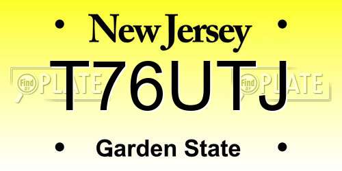 T76UTJ New Jersey License Plate