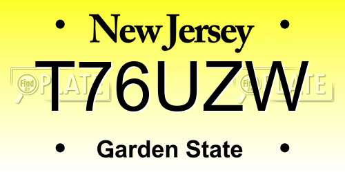 T76UZW New Jersey License Plate