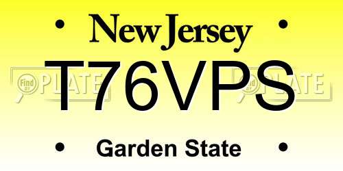 T76VPS New Jersey License Plate