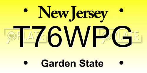 T76WPG New Jersey License Plate