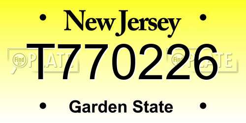 T770226 New Jersey License Plate