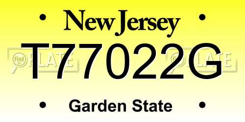 T77022G New Jersey License Plate