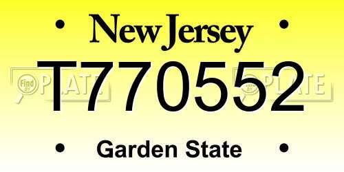 T770552 New Jersey License Plate