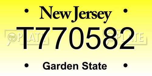 T770582 New Jersey License Plate