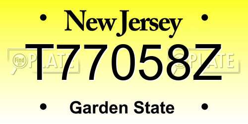 T77058Z New Jersey License Plate