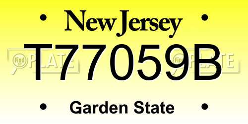 T77059B New Jersey License Plate