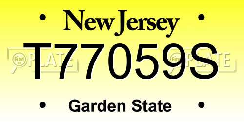 T77059S New Jersey License Plate