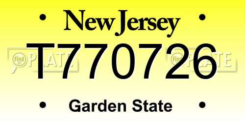 T770726 New Jersey License Plate