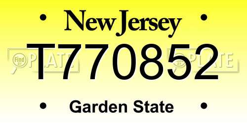 T770852 New Jersey License Plate