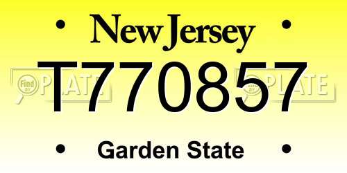 T770857 New Jersey License Plate