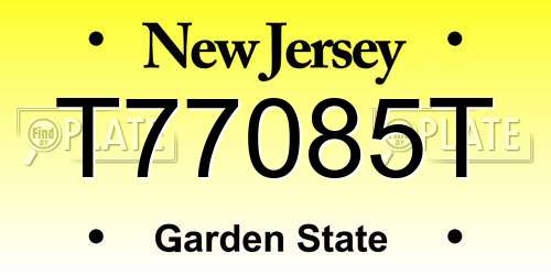 T77085T New Jersey License Plate