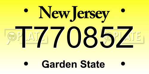 T77085Z New Jersey License Plate