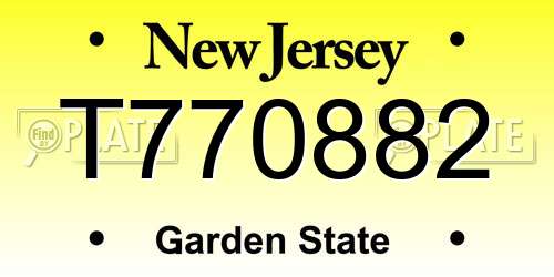 T770882 New Jersey License Plate