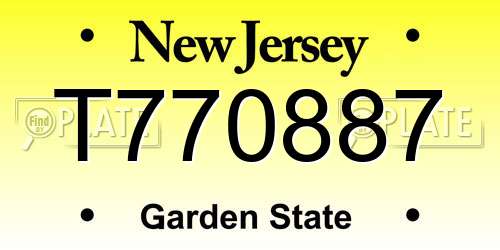 T770887 New Jersey License Plate