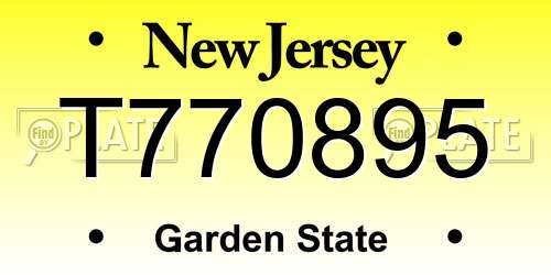 T770895 New Jersey License Plate
