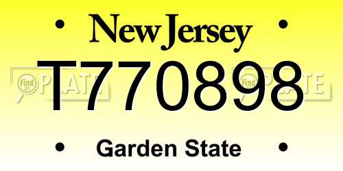 T770898 New Jersey License Plate