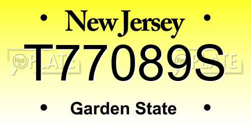 T77089S New Jersey License Plate