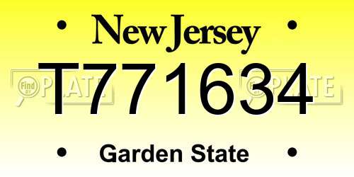 T771634 New Jersey License Plate