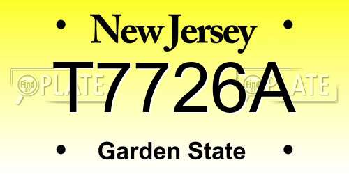 T7726A New Jersey License Plate