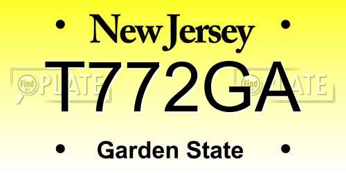 T772GA New Jersey License Plate
