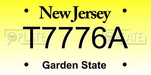 T7776A New Jersey License Plate
