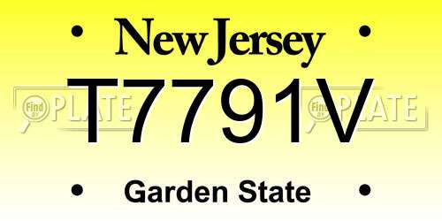 T7791V New Jersey License Plate