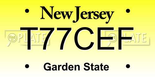 T77CEF New Jersey License Plate