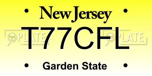 T77CFL New Jersey License Plate