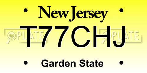 T77CHJ New Jersey License Plate